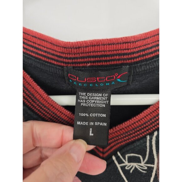 Custco Barcelona Size US Medium Womens Top Shoe Novelty Retro V Neck Shirt - Picture 2 of 3